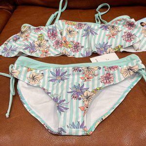 Limeapple Girl Striped Floral Swimsuit Size:16